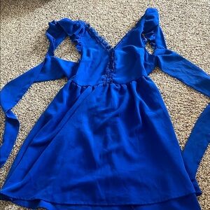 Vibrant Blue Dress with Ruffle Straps